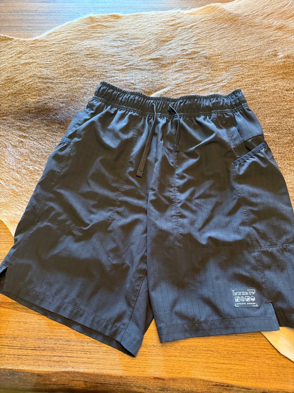 Athletic Works Black Shorts with Neon Logo